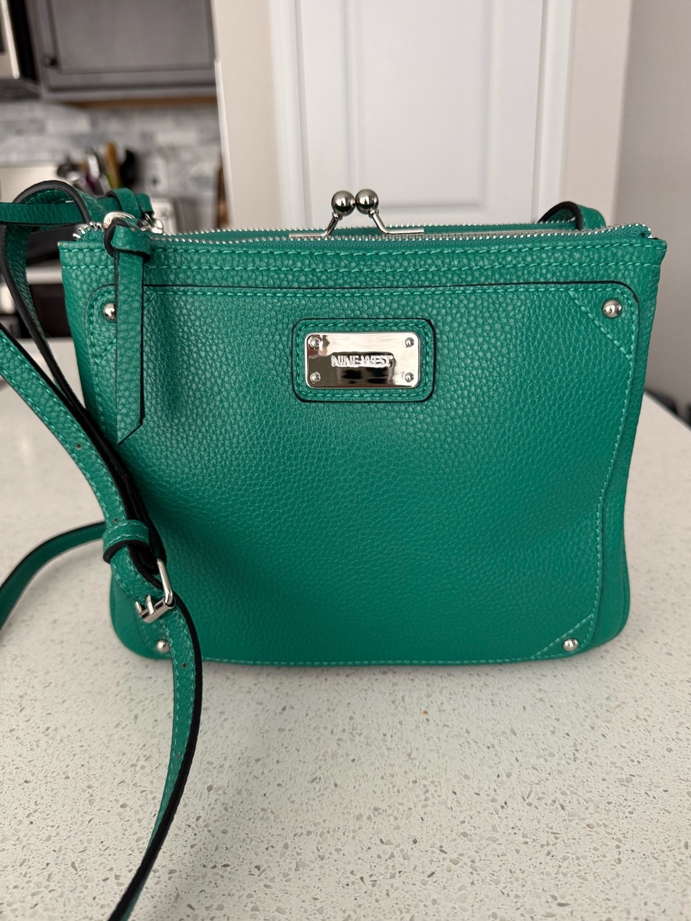 Nine West Teal Pebbled Leather Crossbody
